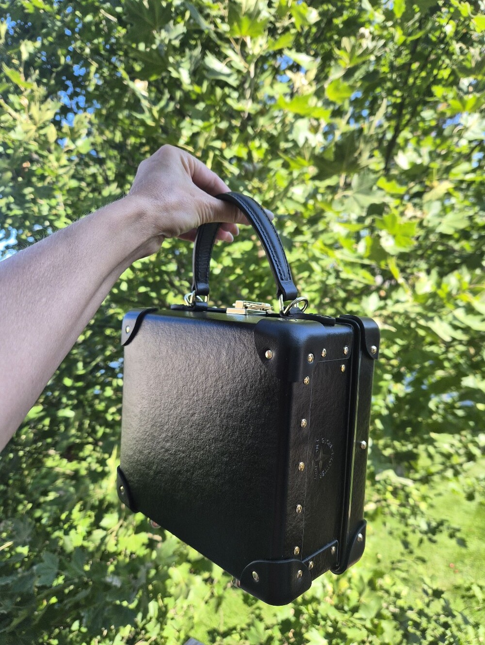 Globe Trotter London Square Handbag Shoulder Bag Purse In Black Exellent Cond!